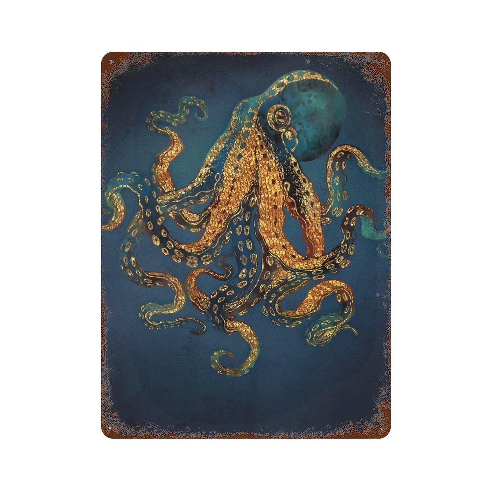Decorative Tin Sign with Underwater Dream IV Design 15.7"x11.8", for Basement, Hobby Room And Garage Decor, Farmhouse Wall Decor