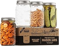 Vista 1 de Wallaby Tarros transparentes de boca ancha de 32 onzas con tapa y bandas de sellado, recipiente de vidrio hermético para enlatar, conservar