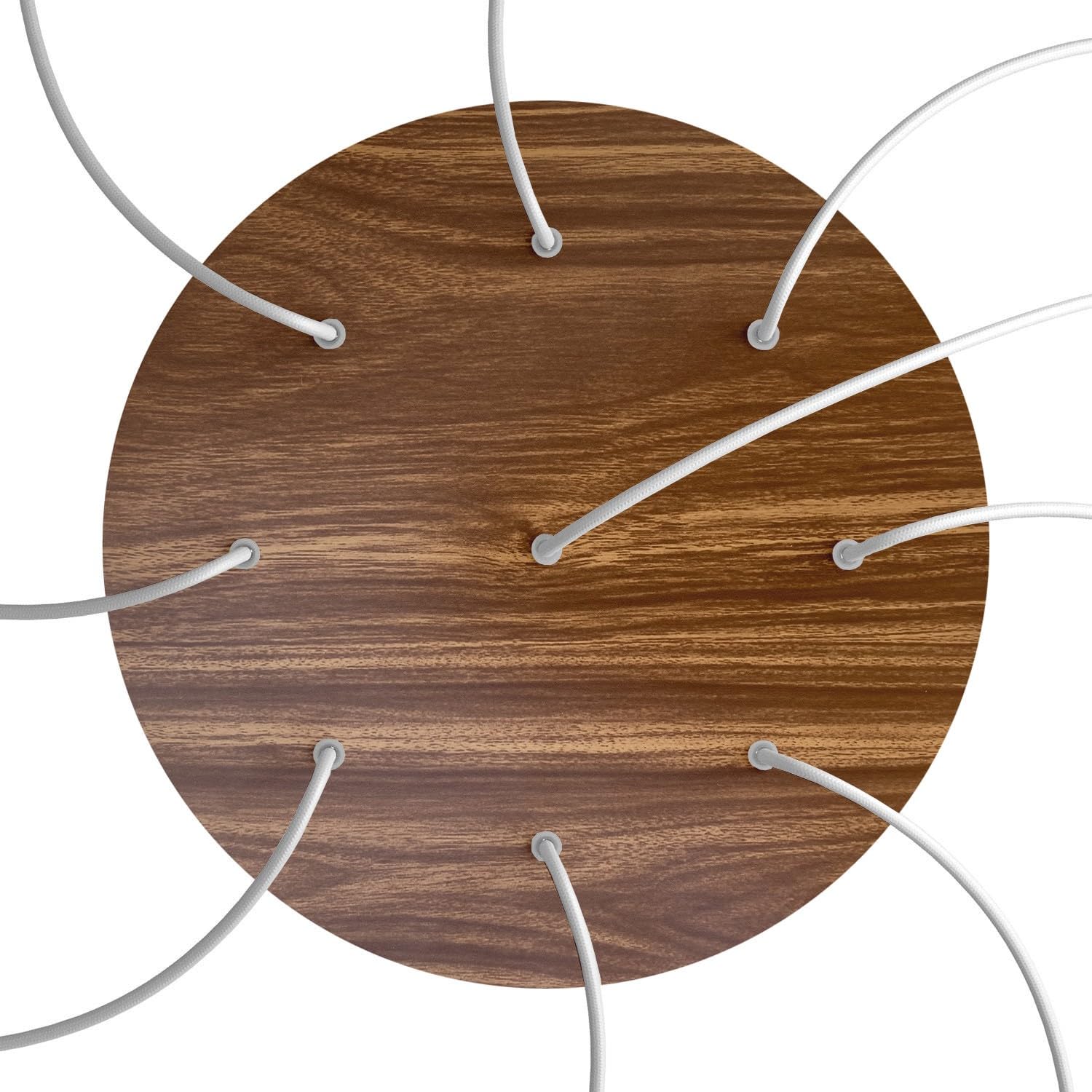 creative cables Rosone XXL rotondo bianco linea Rose-One (serracavo conico, dibond legno, 9 fori e 4 fori laterali) – Per lampadari e sospensioni multiple