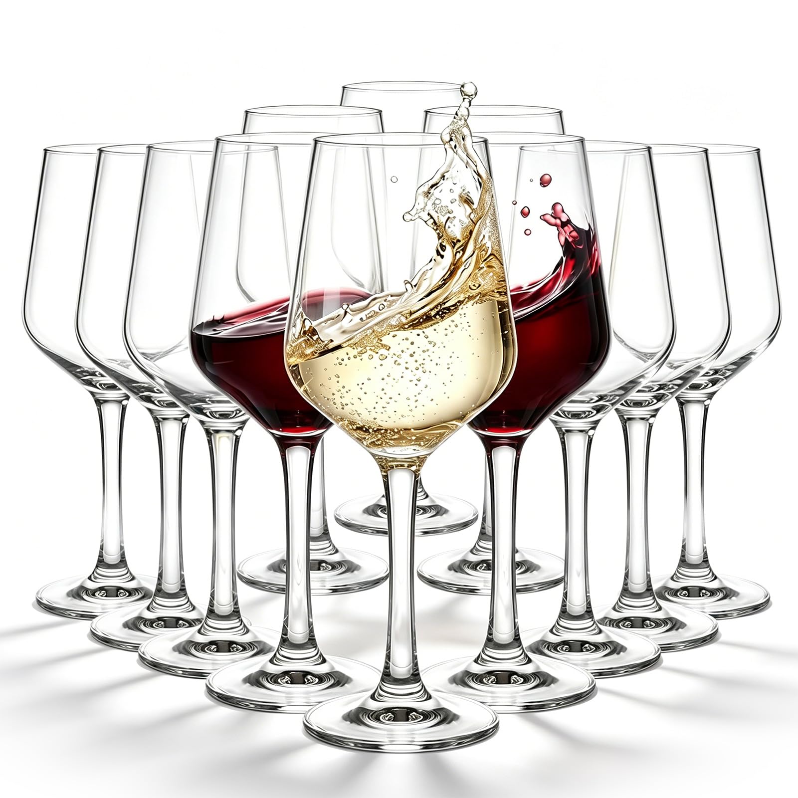 Set of 12 Unbreakable Acrylic Wine Glasses, 15 oz Clear Reusable