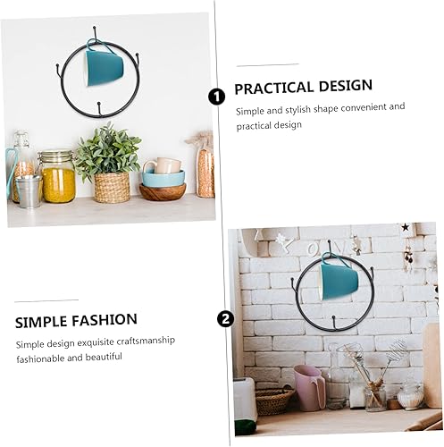 Miniatura 3 de COLLBATH 1 organizador de metal creativo y práctico para almacenamiento de tazas ganchos de café negros con colgador tazas de cocina debajo de la