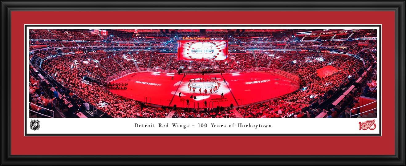 Detroit Red Wings, Centennial Season - Double Mat, Deluxe Framed Print by Blakeway Panoramas