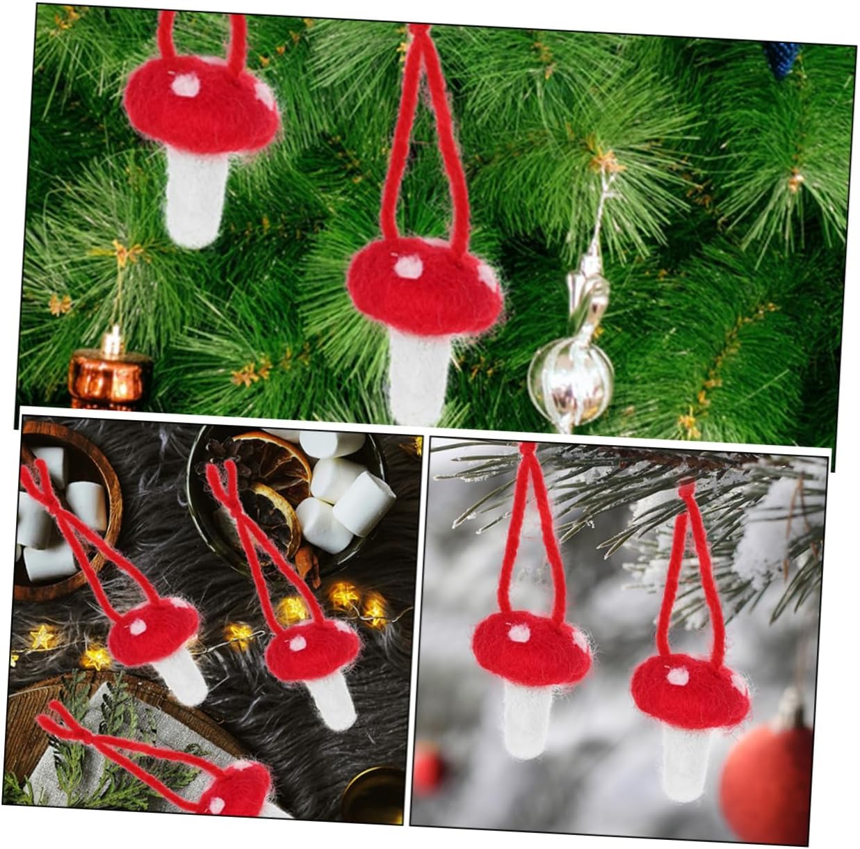 Hohopeti 10Pcs Felt Mushroom Ornaments DIY Craft Supplies for Garland Headdress Wreath Soft Texture Mushroom Decorations for Arts Crafts Projects Red Mushroom