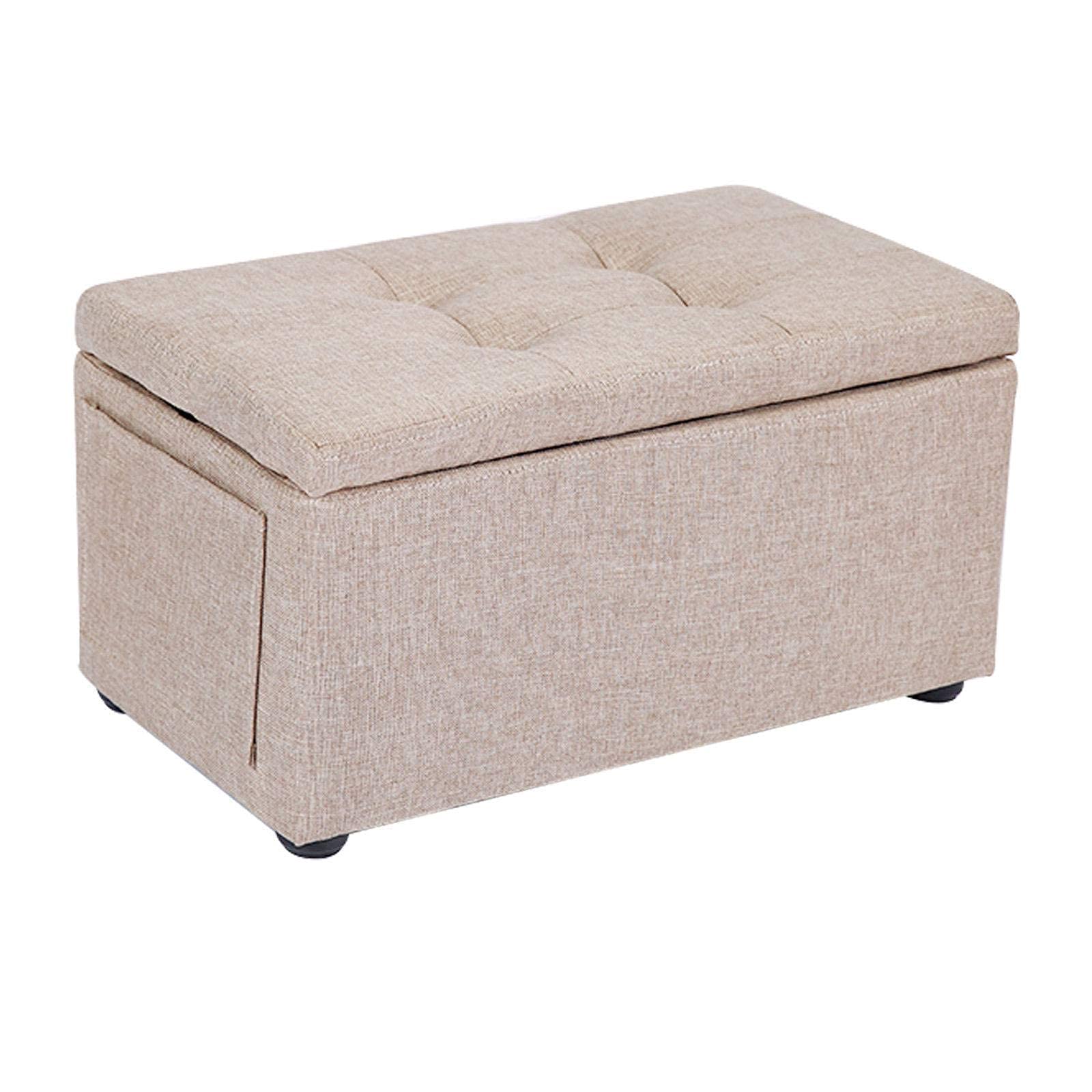 Ottoman de style européen kaki 46cm boîte de rangement peu encombrante pour salon