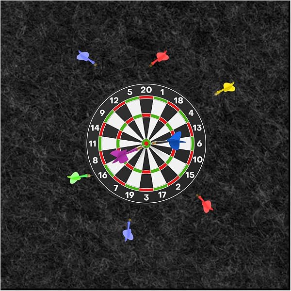 Protection murale en feutre pour cible de fléchettes : 60 x 60 cm Protection murale pour jeu de fléchettes Tapis de protection autocollant noir, dos de cible de fléchettes, carreaux muraux en - 1