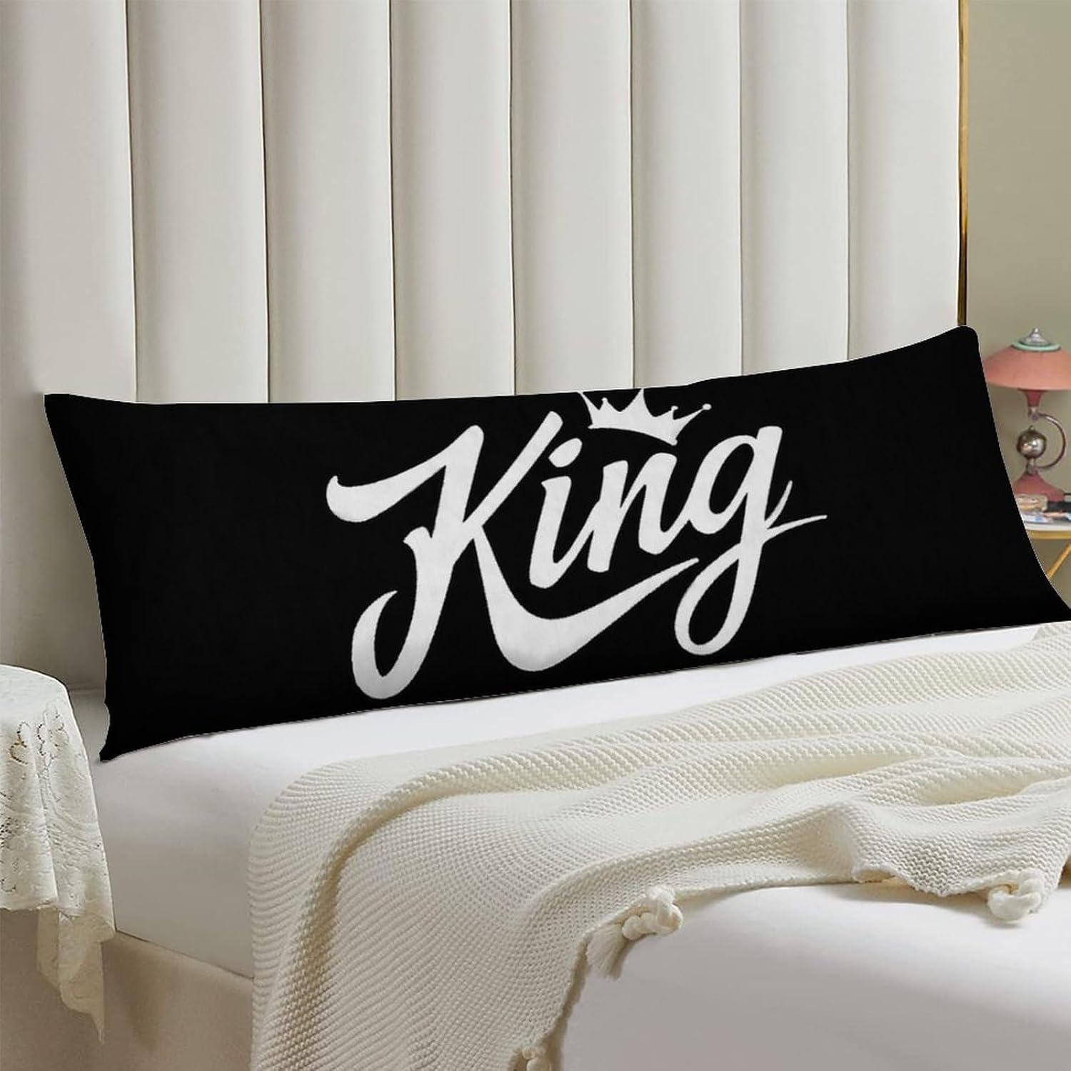 King Logo Body Pillow Cover Long Cushion 18.9x53.1 Inch | pillowcase,bed decor,farmhouse,sofa