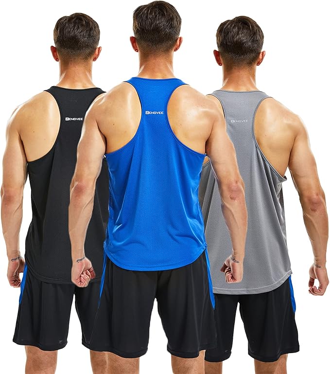 frueo 3 Pack Camiseta de Tirantes Deportiva Hombre Culturismo Fitness Tank Top Hombre Gym sin Mangas T-Shirts Chaleco