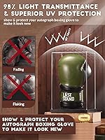 Vista 3 de JupDec - Caja de exhibición para guante de boxeo, vitrina de acrílico transparente con base de madera y tabla para un guante, de tamaño completo