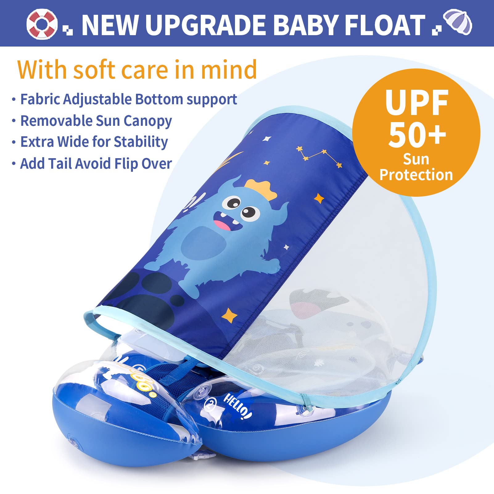 Swimbobo Baby Pool Float Inflatable Transparent Monster Infant Swim Float with Cloth Safety Seat Pool Toys for Kids 6-36 Months (Green)