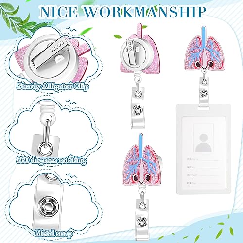 Vista 13 de Crtiin 30 carretes divertidos para tarjetas de enfermera, a granel, para Navidad, lindo soporte retráctil para identificación, carretes