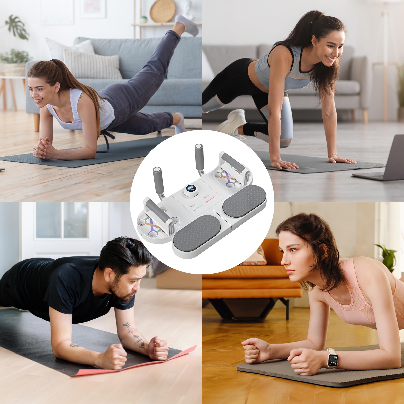 Planche de push-up 5 en 1, Appareil Musculation Multifonction, Tableau De Pompes Avec Minuterie, système Barre Pompe pour Maison,Travailler Muscles Torse,Brûler Graisses