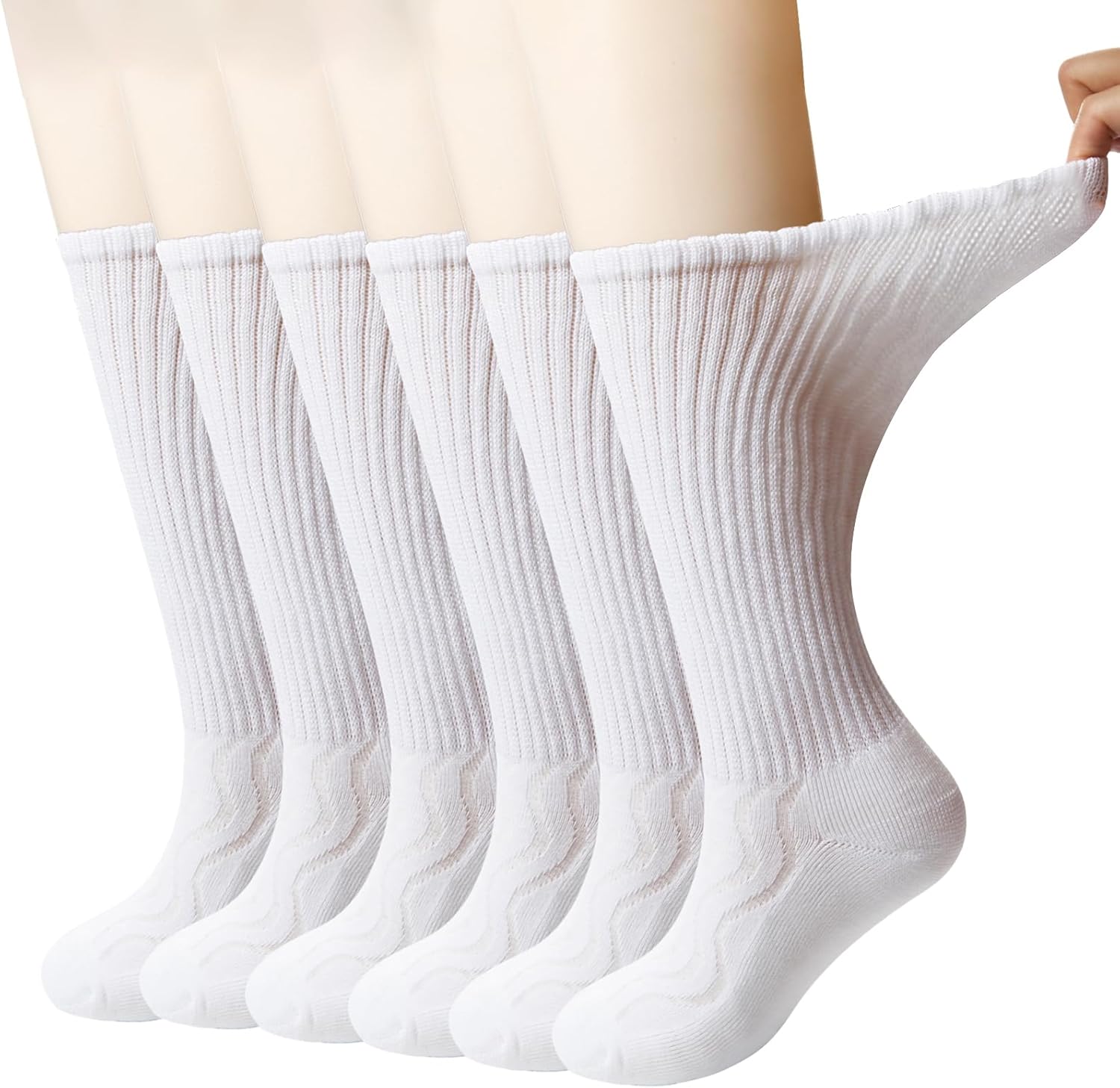 +MD Bamboo Viscose Diabetic Socks for Men & Women 4 & 6 Pairs Crew Non-Binding Moisture Wicking Socks With Seamless Toe