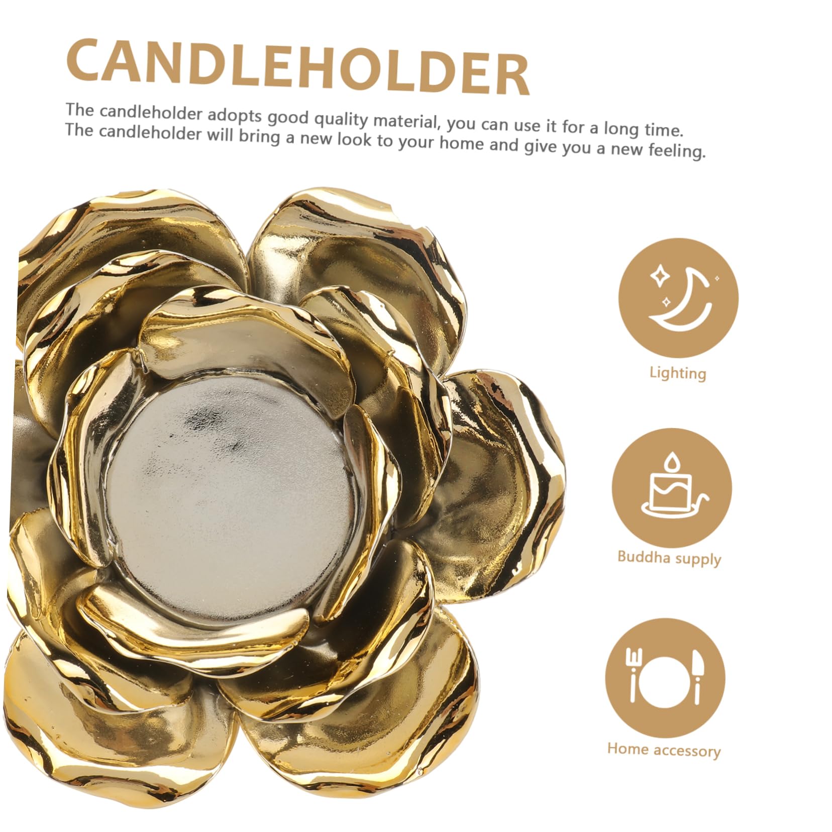 2 Stück Kerzenhalter in Blumenform aus Eisen, Gold für Tischdeko