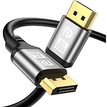 DisplayPort Cable 10FT, DP 2.1 Cable, 32.4Gbps High Speed, DP to DP Support 8K@60Hz 4K@144Hz, Gold-Plated Connector, DisplayPort Cord for Monitor, PC, Laptop, Gaming setups