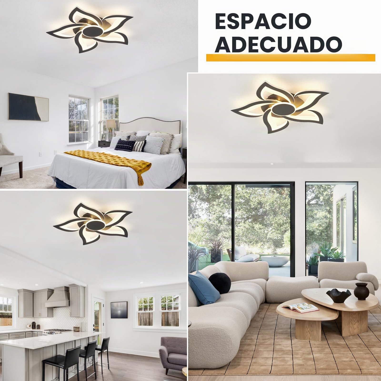 Flor Lampara Techo Con Mando A Distancia APP, LED Regulable 3000K-6000K Plafones De Techo, 36W Moderna Luces Techo Con Temporizador Para Dormitorio Cocina Sala De Estar Oficina
