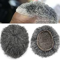 Vista 1 de Afro Toupee para hombres negros, afro rizado para hombre, postizo afro masculino, sistema de reemplazo de cabello ondulado afro masculino, encaje