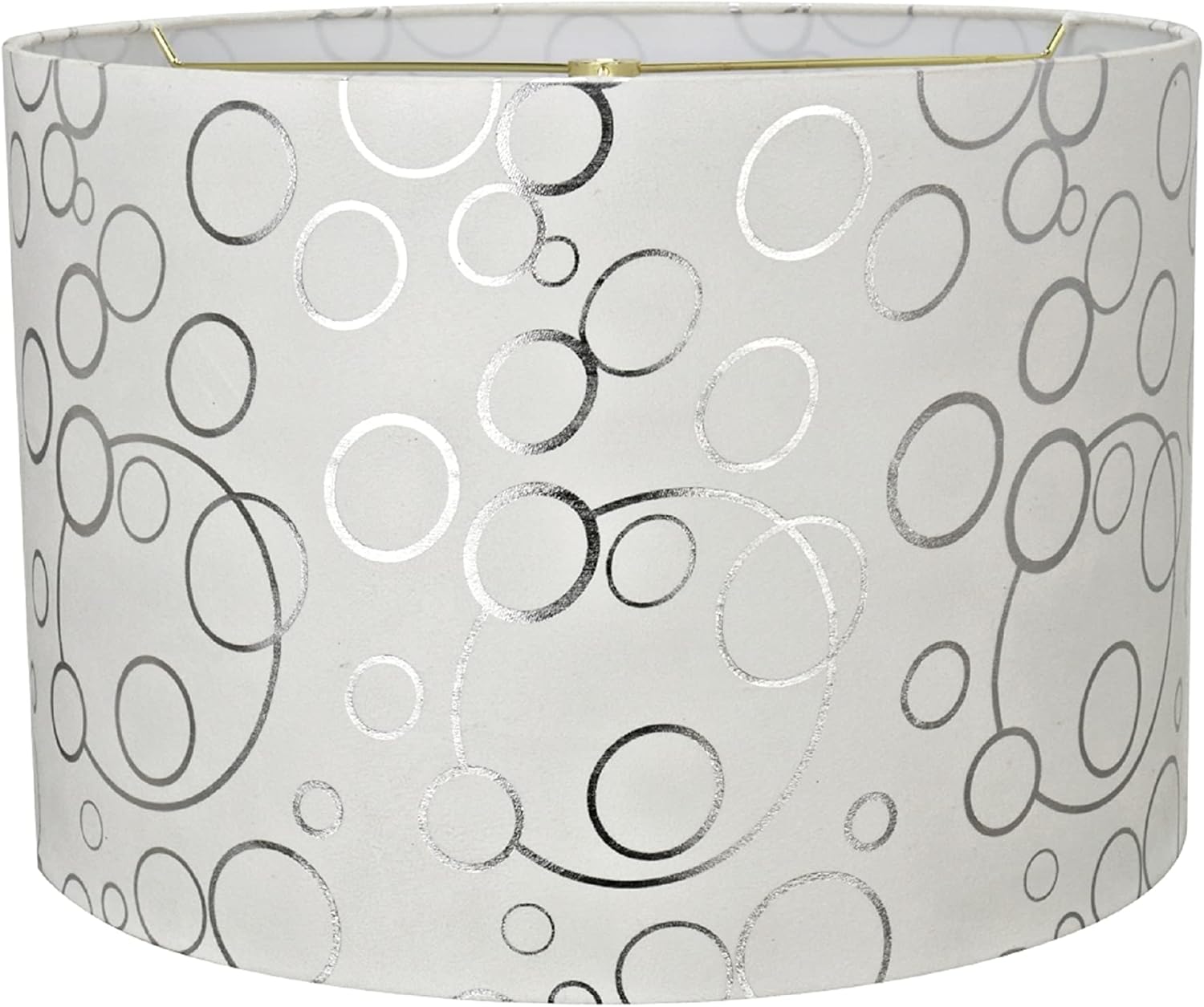 Aspen Creative 31163 Transitional Hardback Drum (Cylinder) Shape Spider Construction Lamp Shade in White with Circle Pattern, 16" wide (16" x 16" x 11")