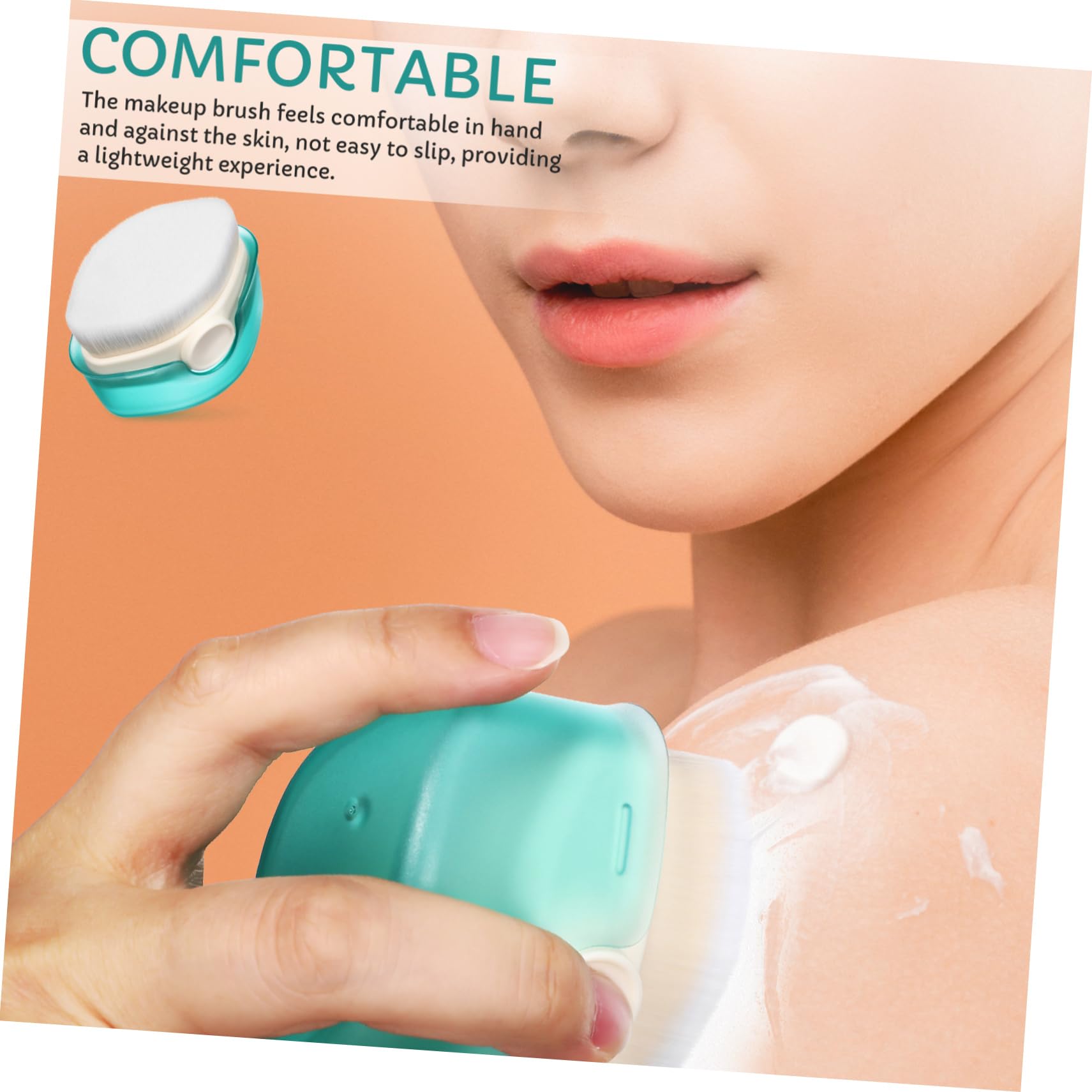 Mikinona Foundation Applicator Brush with Cover Flat Top Blush Brush for Even Makeup Application Compact and Portable Facial Makeup Tool for and Powder Formulas