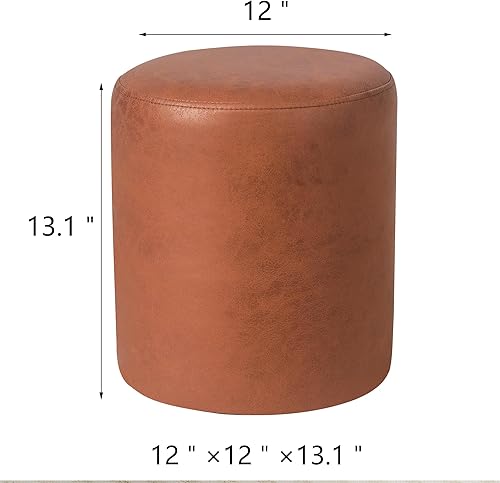 Miniatura 3 de Joveco Moderno otomano redondo con asiento acolchado suave, taburete acolchado tapizado para maquillaje, sala de estar, dormitorio, oficina en casa,