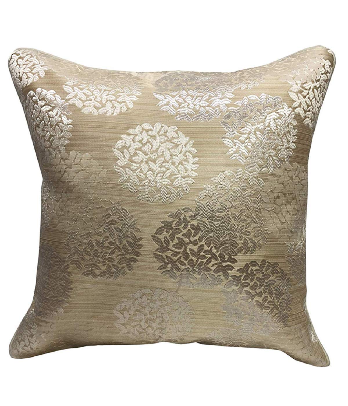 MONKDECORRound Leaves Design Cushion Cover 20x20 Inches (Cream) Set of 5 Pieces