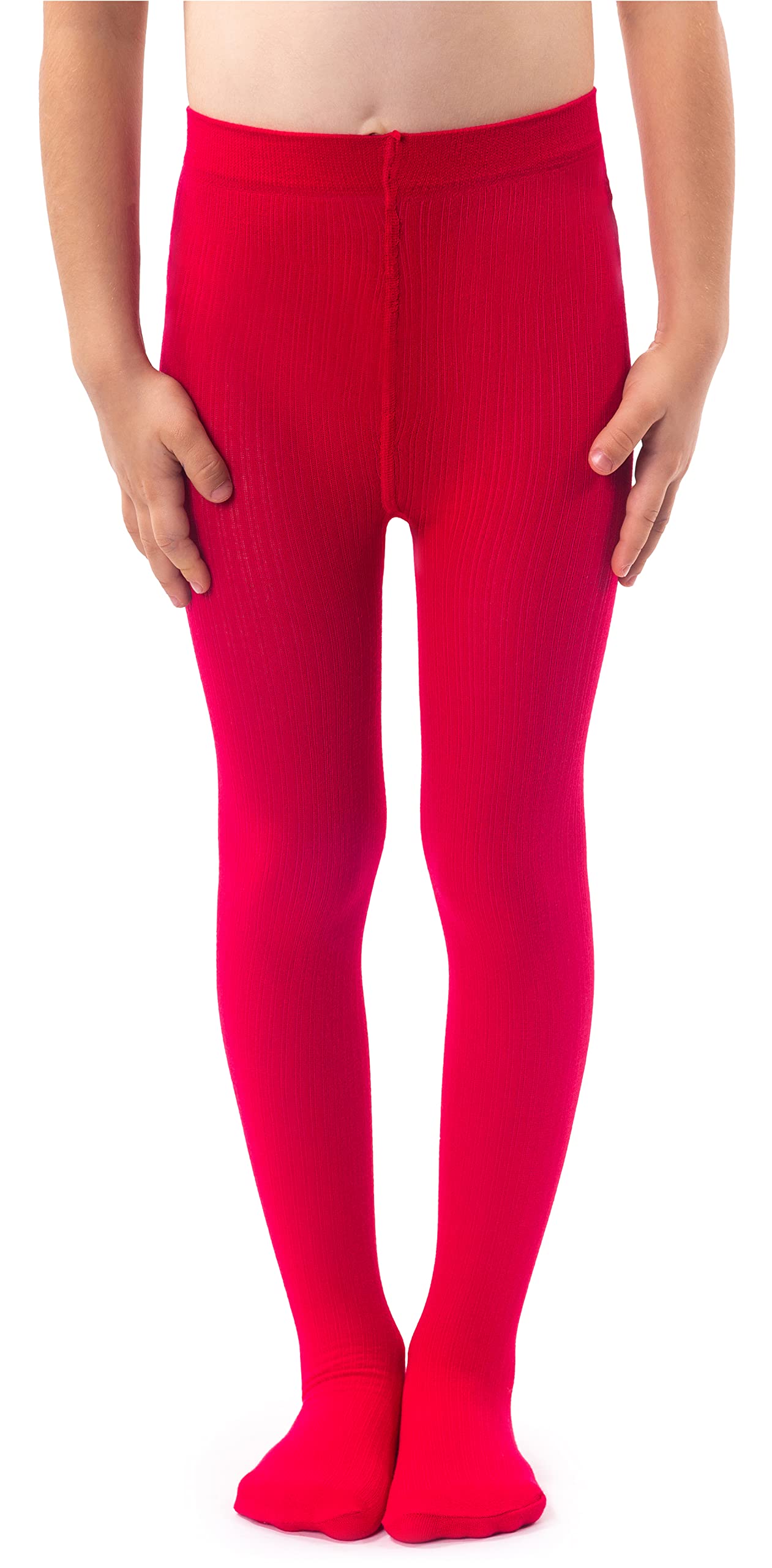 Noq Girls Lipstick Plain Knit Tights Footed Warm Opaque School Kid Stockings Ballet Dance Show Nursery, 2/3 Years