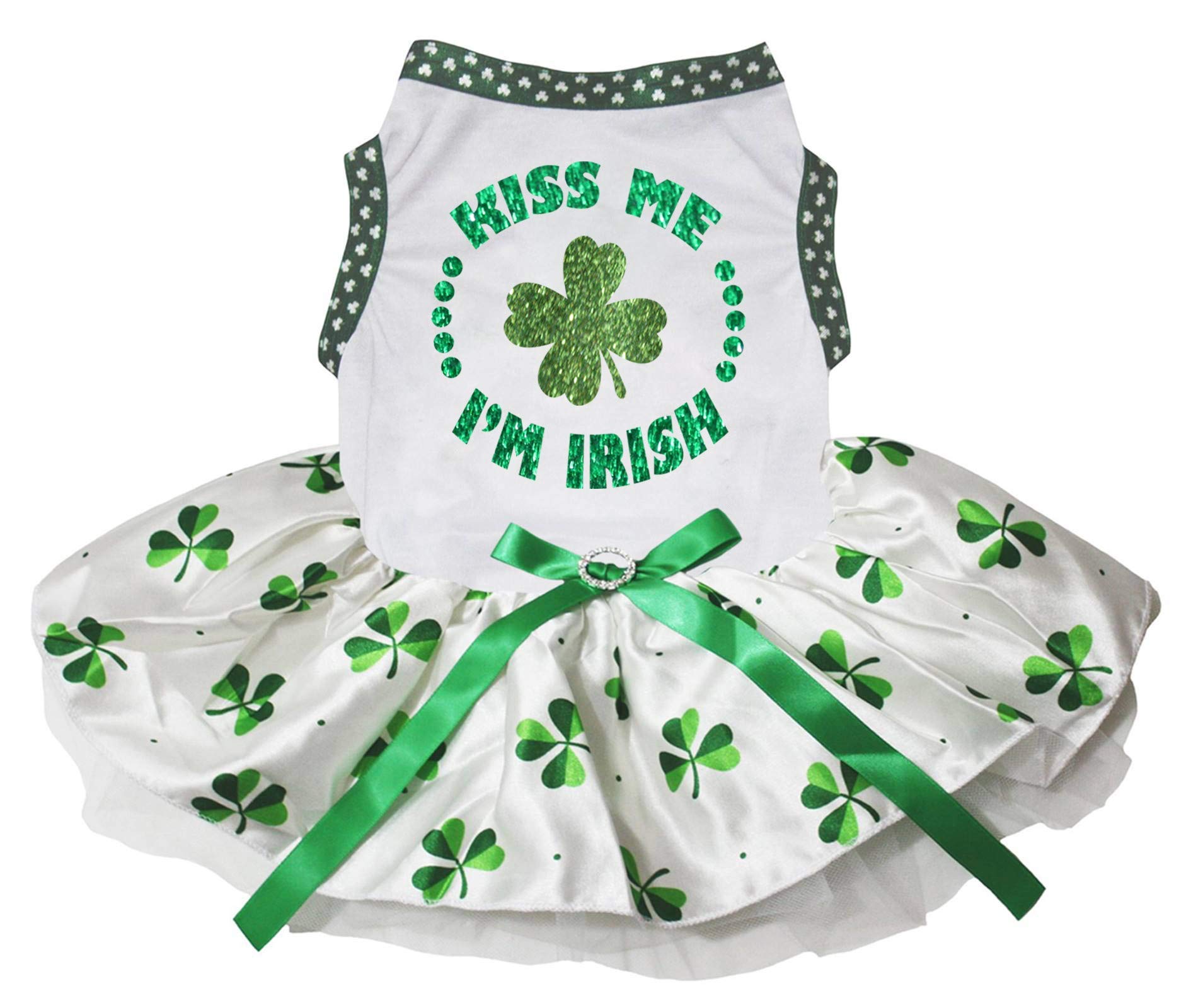 Robe pour chien trèfle blanc XXL idéale pour célébrer la Saint-Patrick en famille avec style