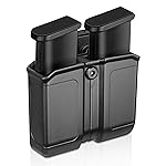 Universal Double Stack Magazine Pouch for 9mm/.40 Cal - Dual Mag Carrier with Belt Clip, Adjustable Draw Angle, Fits Glock, Sig Sauer, S&W, Springfield, Ruger, OWB Tactical Mag Holder