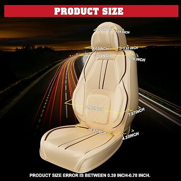 ASLONG 5PCS 2025 Front and Back Car Seat Covers Auto Interior Accessories with Water Proof Nappa Leather for Cars SUV Pick-up Truck Universal Comfortable and Breathable (Full Set, Beige)