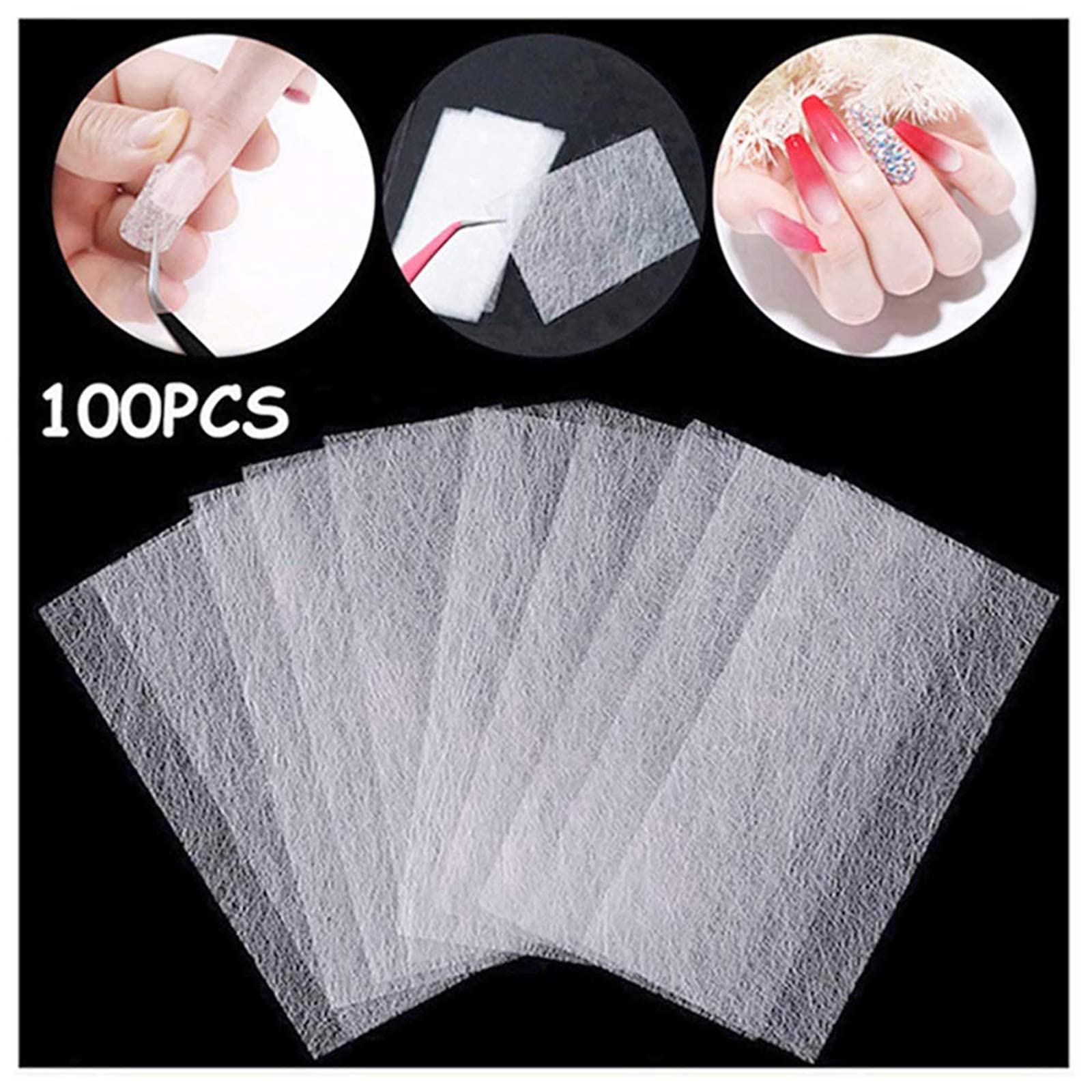 Kalolary 100pcs Fiberglass Nail Extension - Herramienta De Manicura De Fibra De Vidrio De Conformación Rápida De Uñas