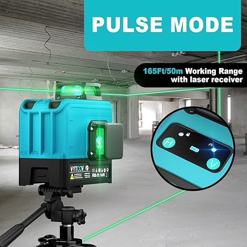 Miniatura 6 de Nivel láser 360 autonivelante, herramientas de nivelación de línea de 165 pies, nivel láser recargable de 3 x 360 para colgar imágenesherramientas