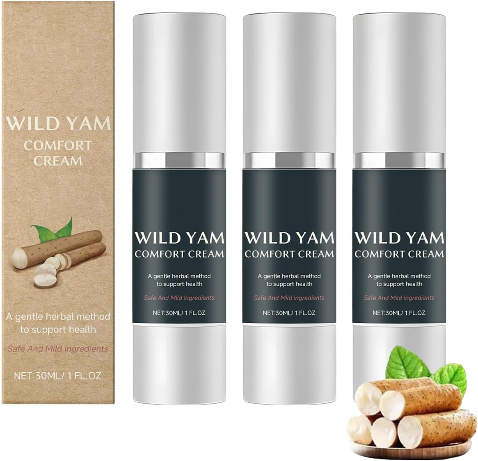 Wild Yam Comfort Cream,Wild Yam Comfort Cream,Organic Wild Yam Cream,Wild Yam moisturizing cream,Ultra Hydrating and Exfoliating Scrub for Nourishing Essential Body Care (3 Pcs, /30ML)