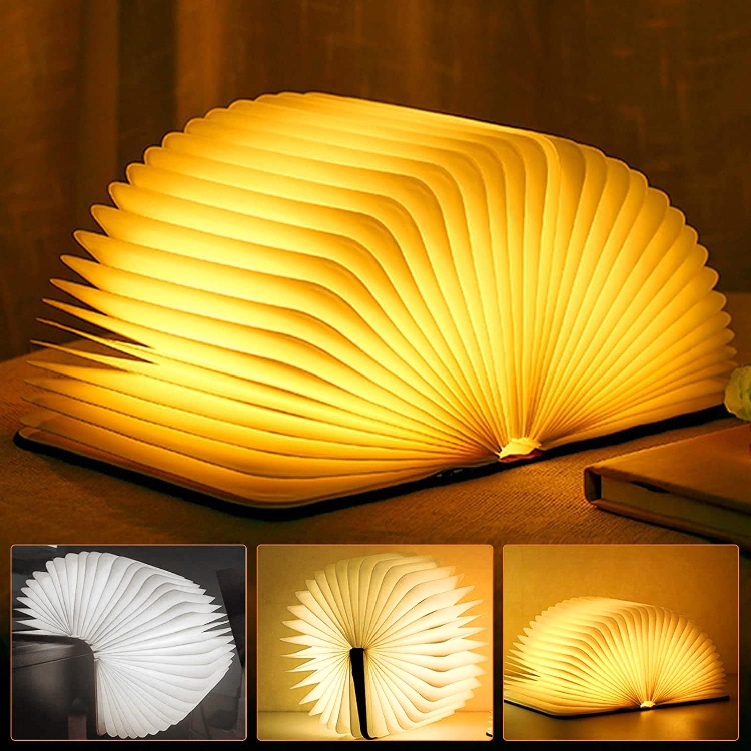 Lampada da lettura a LED, lampada da libro pieghevole, illuminazione d'atmosfera bianca calda ricaricabile tramite USB, lampada da scrivania, luce notturna, lampada da comodino per la decorazione