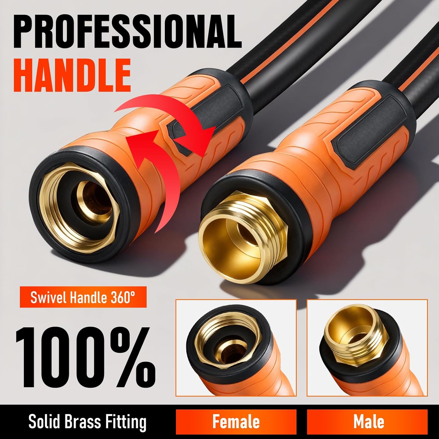 Garden Hose 25 ft x 5/8", Heavy Duty Water Hose, Flexible and Durable, Kink Resistant Lightweight Hybrid Hose, Leakproof Yard Hose with Male to Female Fittings - Image 4