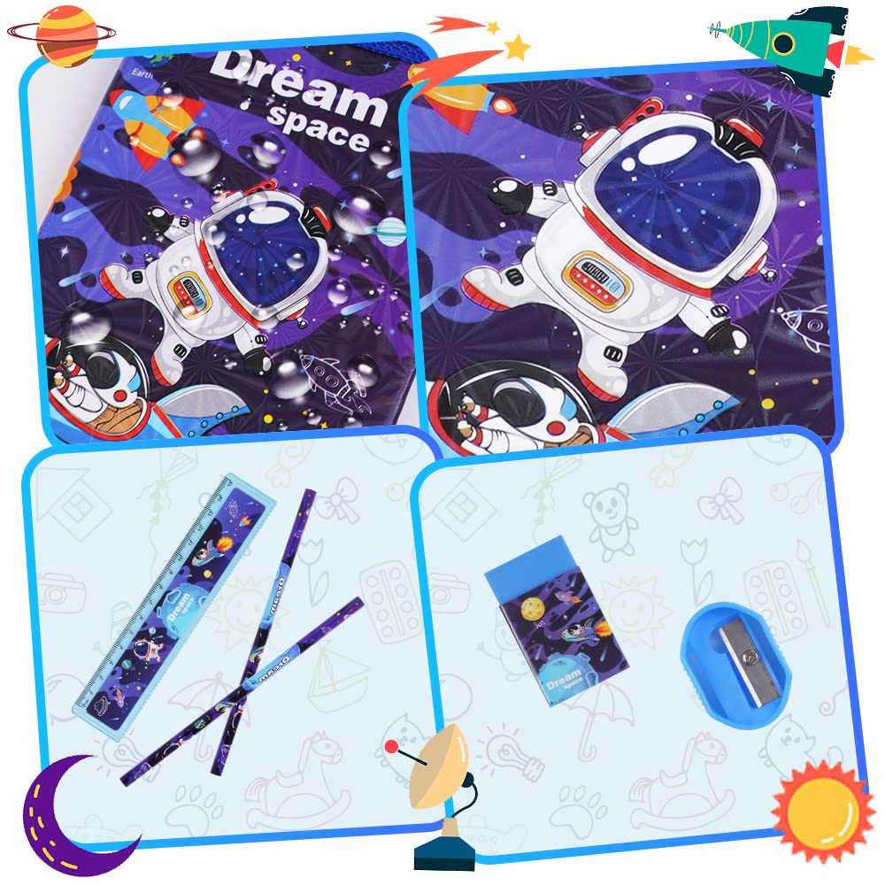 Vicloon Astronaut Stationery Set, Stationery Gift Set, Include 2pcs Pencil Case, Rulers, Eraser - Image 4