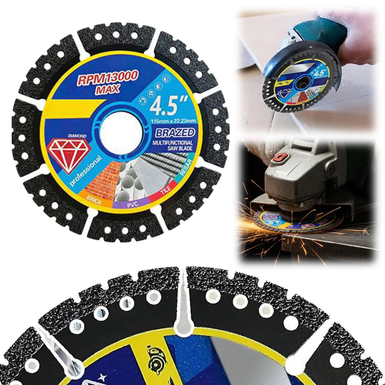 Tarcze diamentowe 4,5 cala, wytrzymałe do cięcia kamienia, metalu, plastiku, pakiet 3/5/10 szt.
