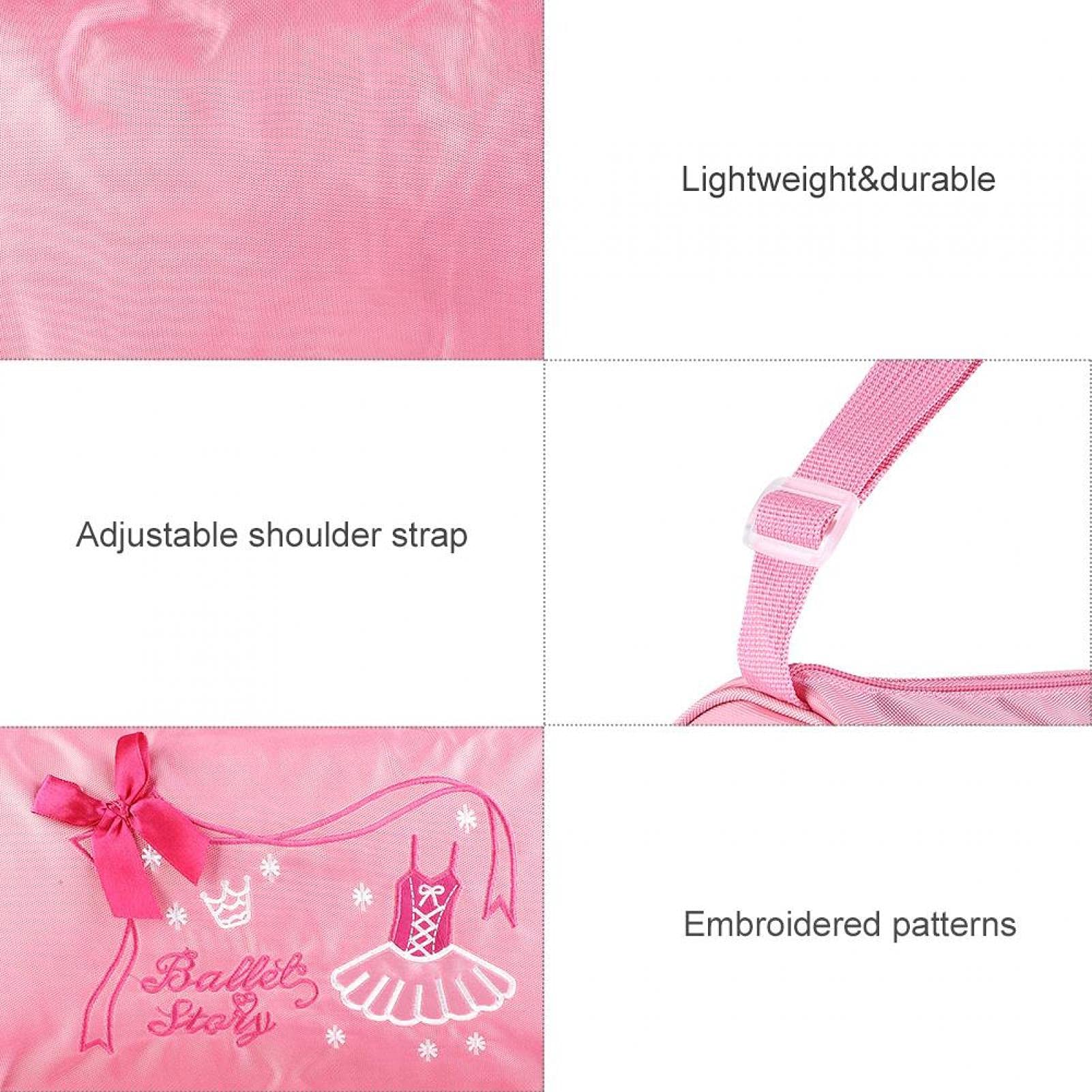 da Ballo per Ragazze, Rosa Cross Body Danza Bag con Ricamo, Grande Capacità Regolabile per Ballerina Borsa a Tracolla, Stile Principessa per Bambini Ballerina Balletto Sportiva