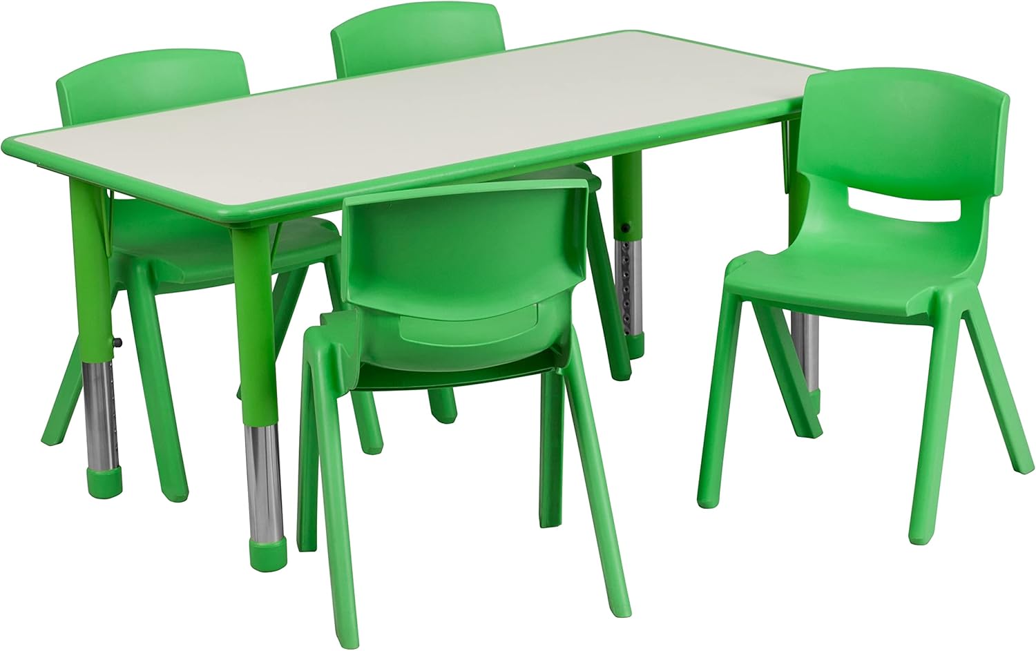 Adjustable Green Plastic Activity Table with 4 Chairs
