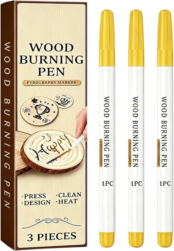 Wood Burn Pen for Pyrography Art - 3 Pack Wood Burning Marker Pen Kit, Portable DIY Crafting Tool for Handmade Projects and Personalized Presents