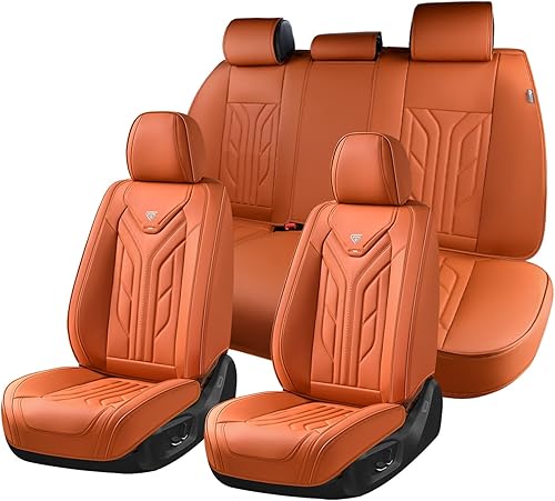 Vista 149 de Coverado Juego completo de fundas para asiento delantero y trasero para automóvil, cuero, impermeables, acojinadas, protectoras, ajuste universal