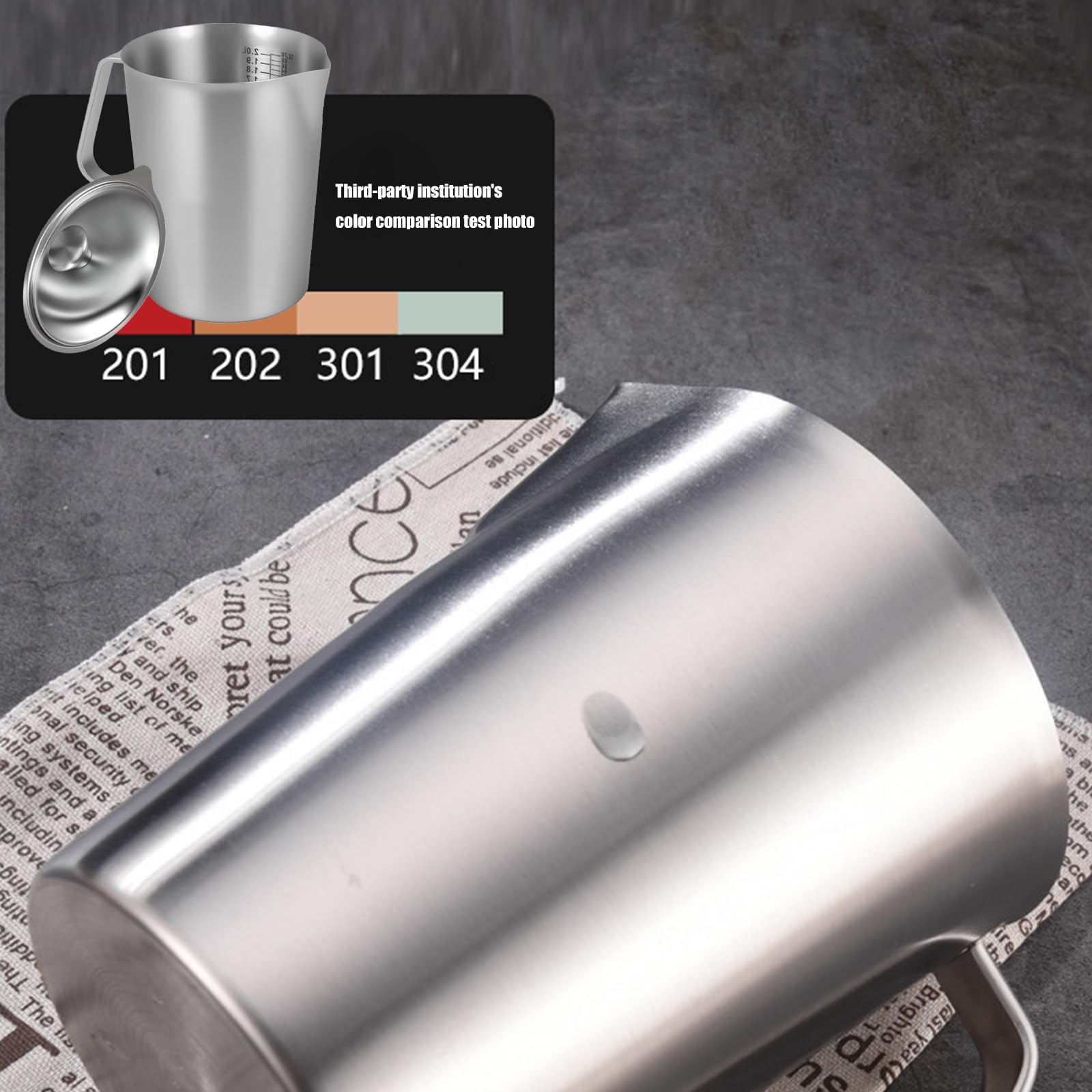 Tazas medidoras de café de grado comercial 304 de acero inoxidable, cubierta de bloqueo, escala precisa para cafeterías, uso de acero inoxidable, taza medidora de preparación de bebidas
