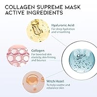 Vista 4 de #OOTD Collagen Hydrating Sheet Masks for Face Korean Anti Aging Mask Sheet for Dry Skin & Sensitive Skin, EVE Vegan, Not Tested on Animals, No
