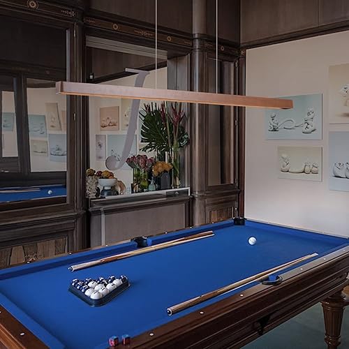 Miniatura 3 de Lámpara colgante lineal de madera de 59 pulgadas, 40 W, luz colgante LED integrada, luz colgante de techo regulable ajustable para billar, piscina,