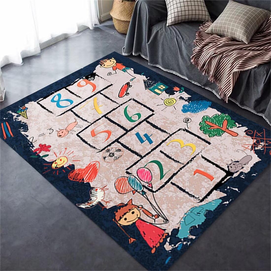 Tapis de salon et chambre d'enfant 70x140cm antidérapant et isolant