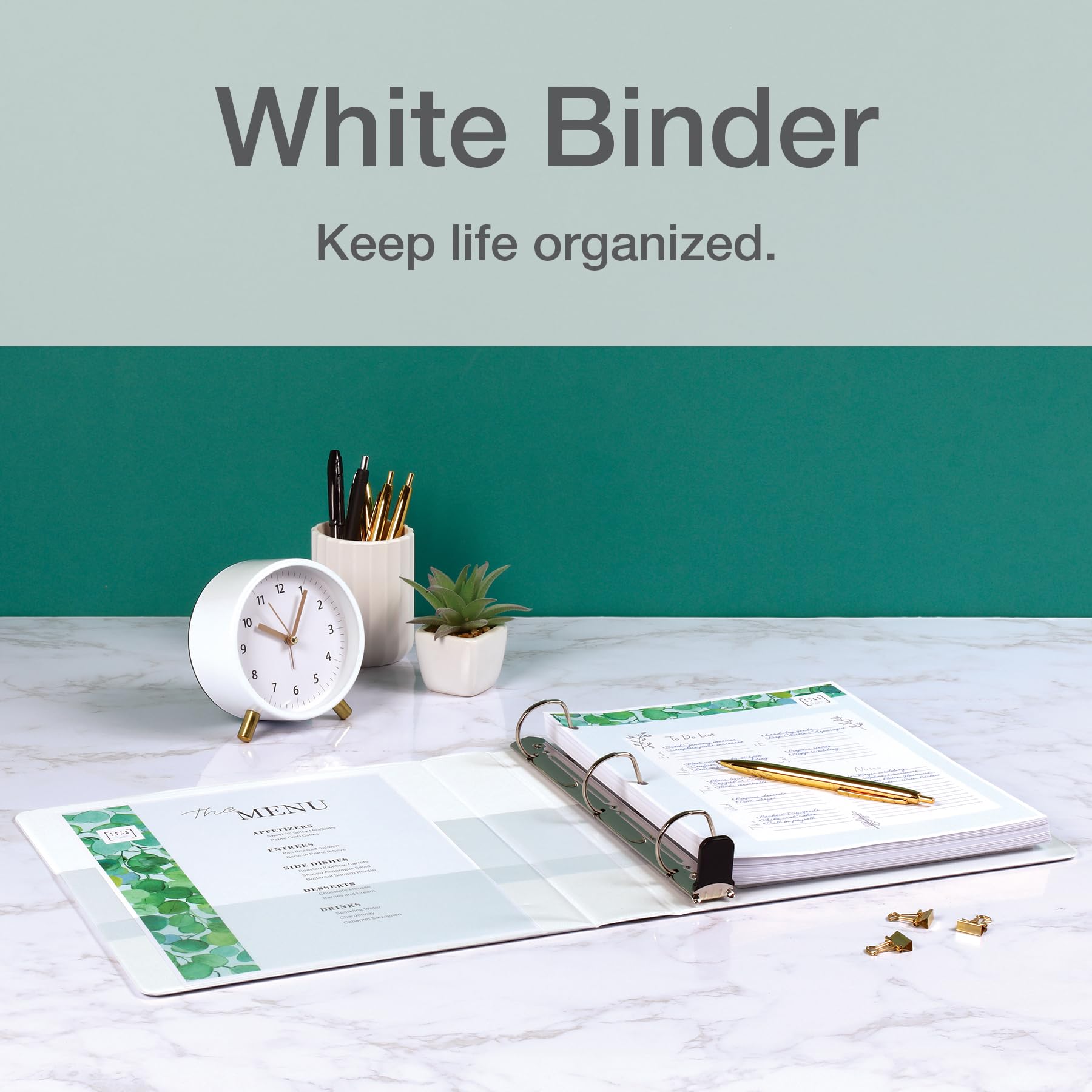Carpeta de presentación de cartón reciclado Clearvuet Easyopen de vinilo con anilla en D, color blanco 7.62 cm
