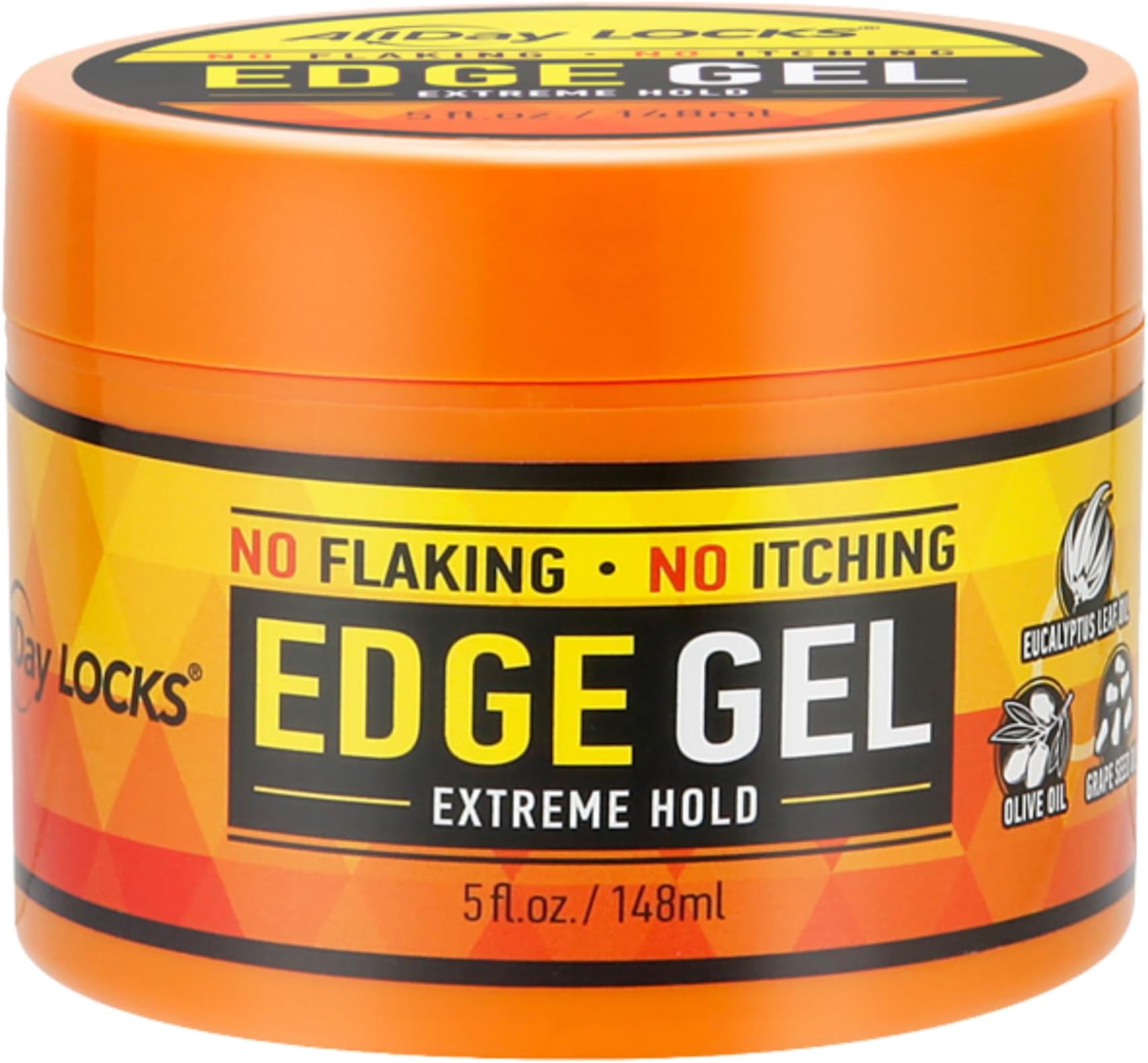 AllDay Locks Edge Gel Extreme Hold - Hair Gel for Maximum Control & Braiding, Natural Edge Lock & Fixer for Women & Men, Sleek Moisturizing Formula, No Frizz, Flakes, or Grease - 5 oz Jar