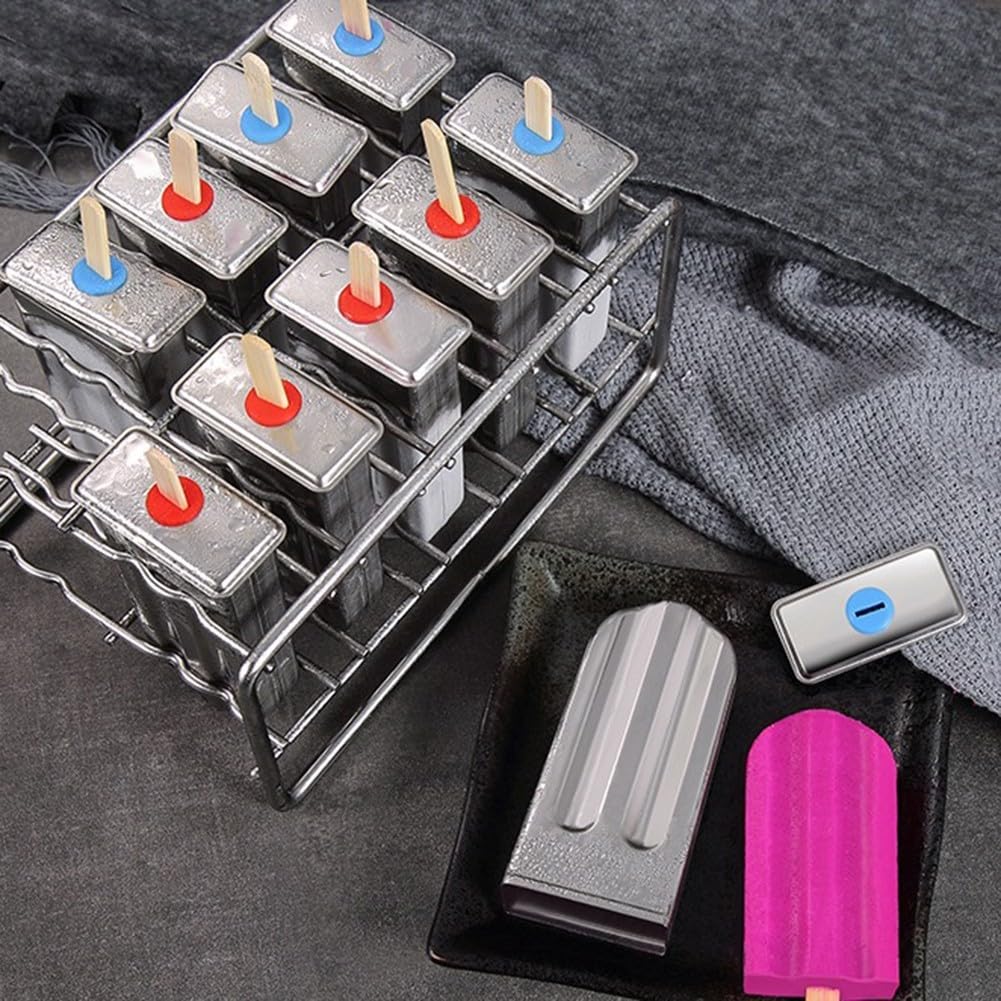 Molde para paletas de acero inoxidable, molde de helado con extraíble para disfrutar de una amplia variedad de golosinas caseras como múltiples paletas (10)