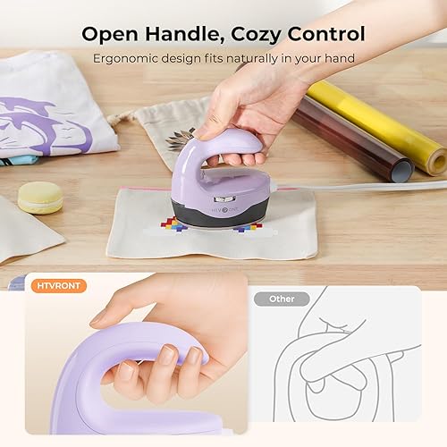 Vista 29 de HTVRONT Mini máquina de prensa de calor, pequeña prensa de calor portátil, máquina de prensa de hierro para camisetas, sombreros, proyectos de Menta