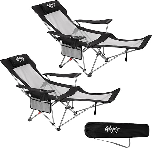 #WEJOY Silla de camping reclinable 2 en 1 con reposapiés para adultos, silla plegable con respaldo ajustable, sillas de campamento ligeras, sillas