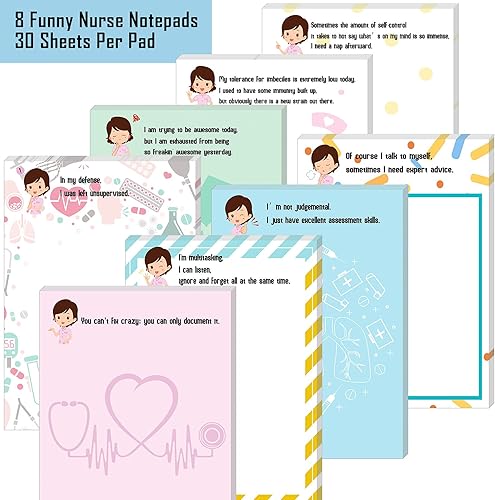 Vista 17 de Chinco 8 blocs de notas divertidas para enfermeras, notas adhesivas para enfermeras, autoadhesivos, sarcásticos, suministros de oficina