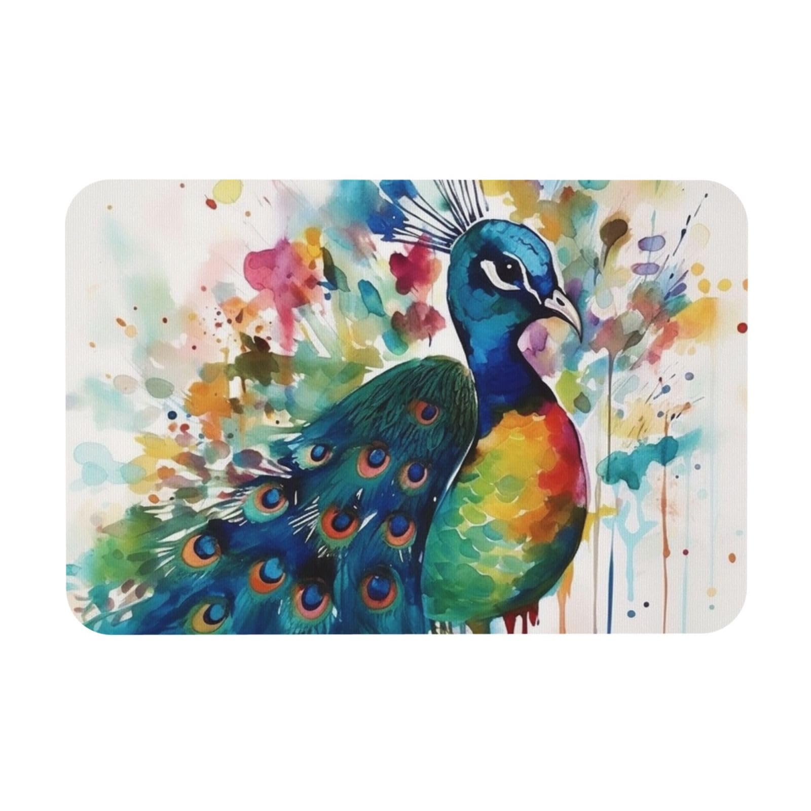 Tapis de bain en pierre de diatomée paon 60 cm tapis de douche antidérapant aquarelle